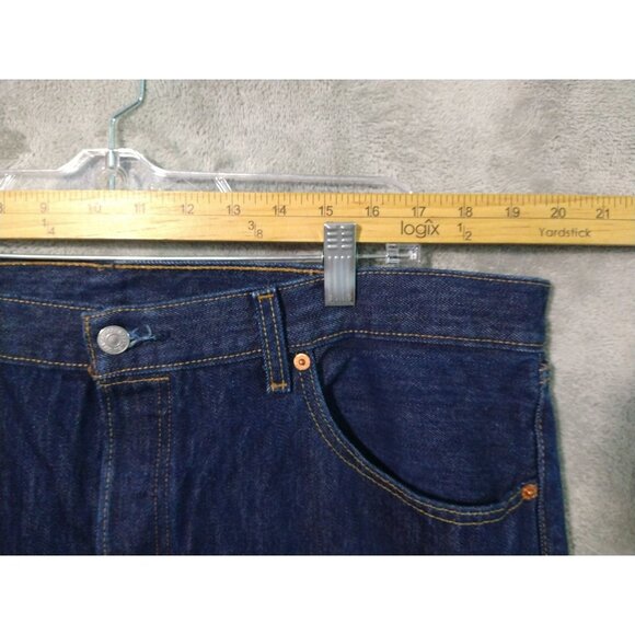 Levis 501XX Jeans Mens 38x32 Blue Denim Button Fly Straight Leg Dark Wash - Picture 3 of 9